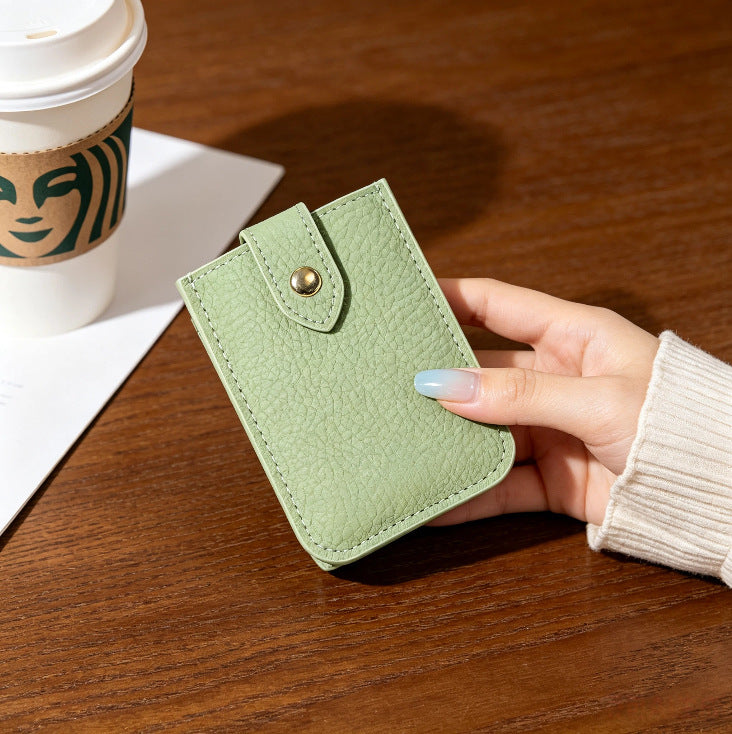 Textured Leather Cardholder with Snap Closure Stornfield