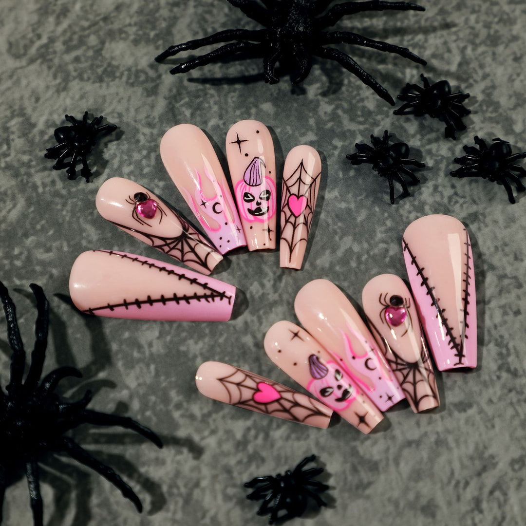 Creative Nail Art with Spider Web and Halloween Design Stornfield