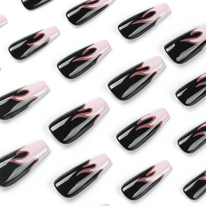 Artistic nail extensions with gradient and flame design Stornfield