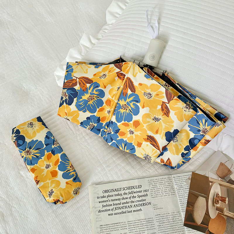 Women Folding Umbrella with Detailed Floral Design Stornfield