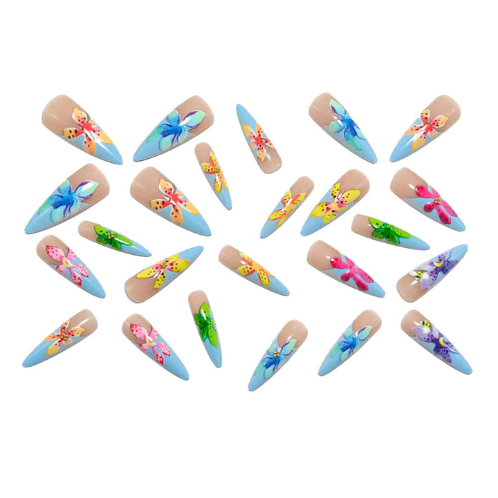 Artificial nails with colorful 3D flower designs Stornfield