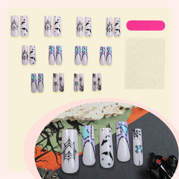 Halloween-Inspired Spider and Bat Press-On Nails