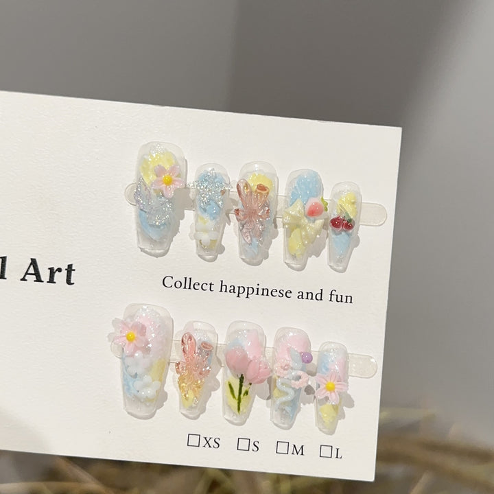 Themed Floral Press-On Nail Art Collection