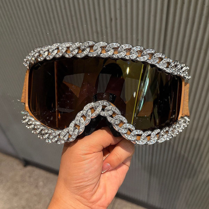 Ladies sporty elegant ski goggles with rhinestone decorated frame Stornfield
