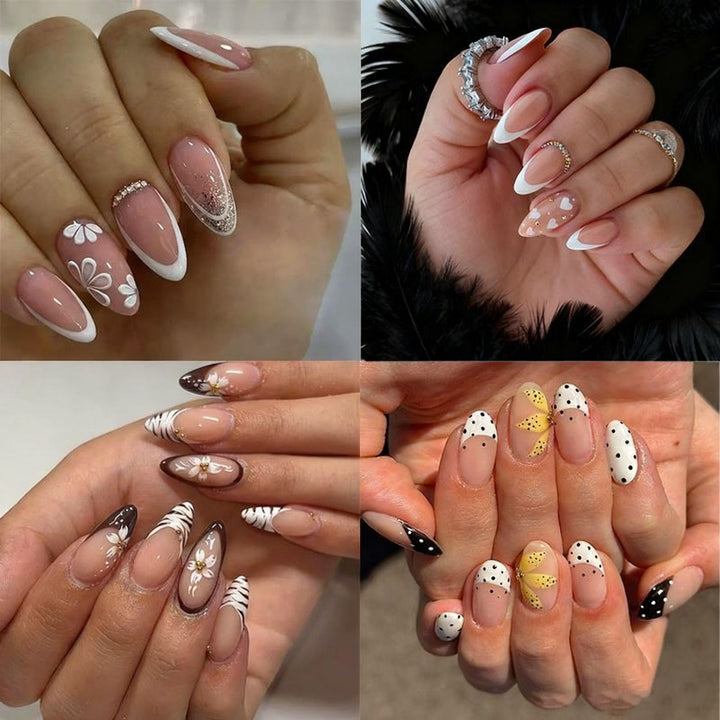 Elegant Floral Almond Nail Art Stornfield