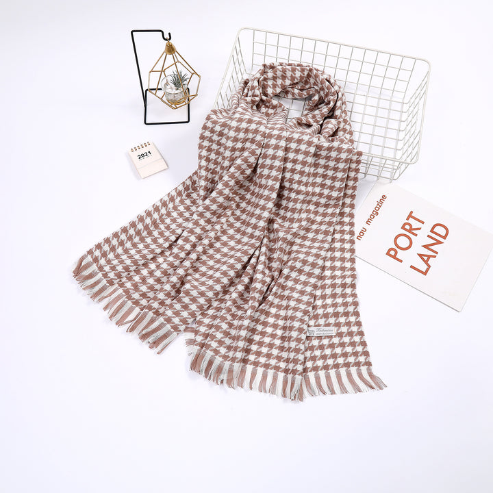 Ladies elegant scarf with houndstooth pattern Stornfield