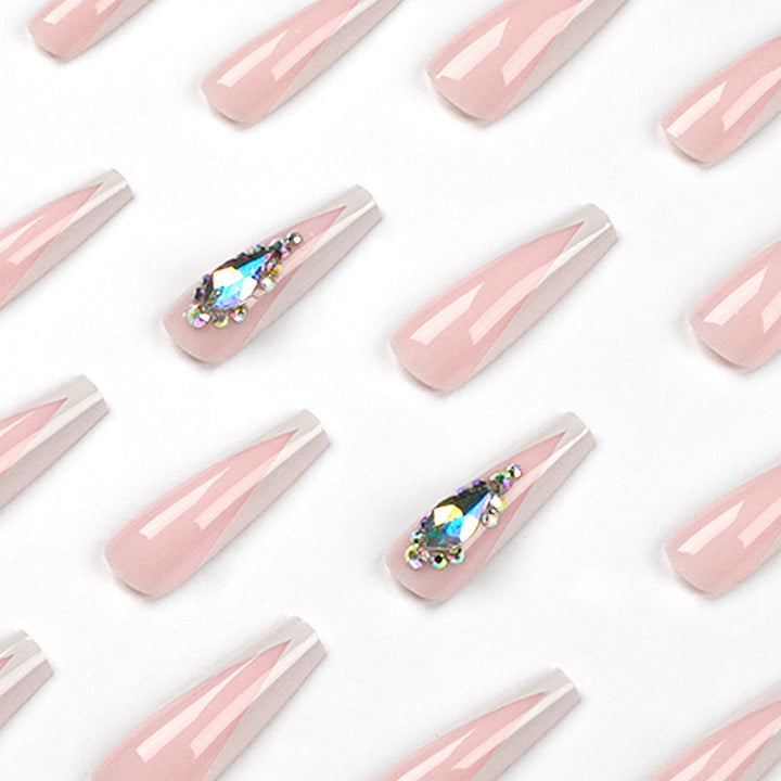 Artificial nails with elegant tips and rhinestone detail Stornfield