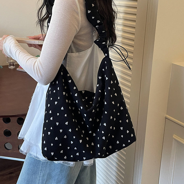 Heart Print Cozy Hobo Bag