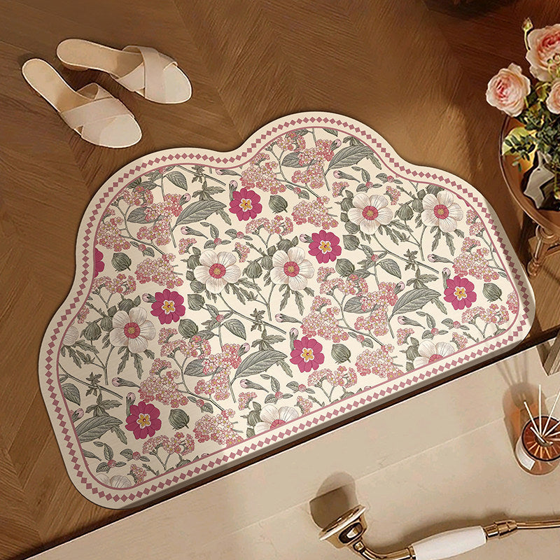 Floral Design Anti-Fatigue Bath Mat