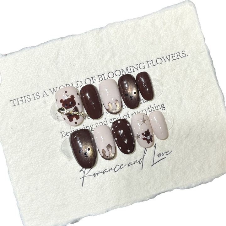 Whimsical Animal-Themed Press-On Nail Art Set Stornfield