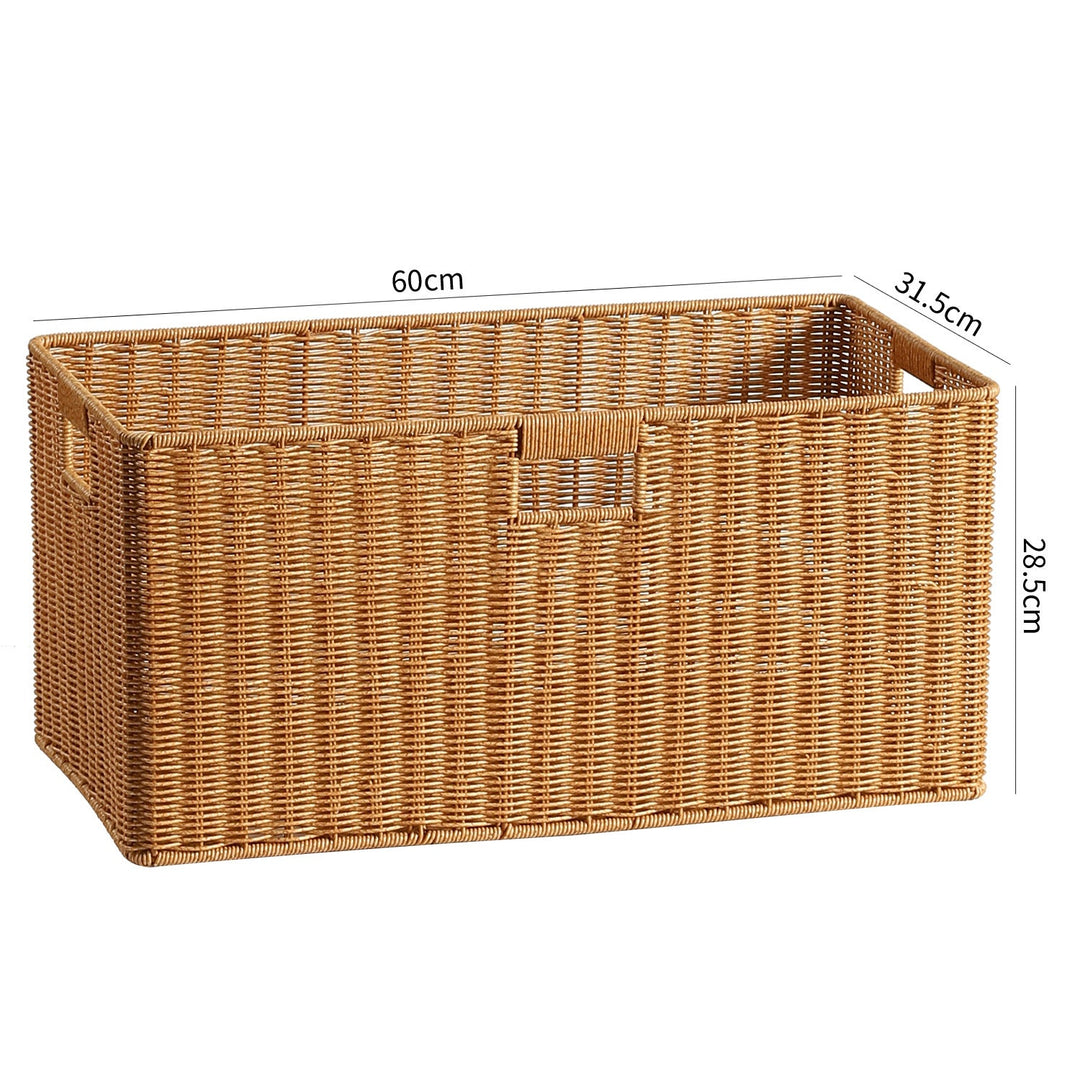 Handwoven Rectangular Storage Basket with Cut-Out Handles Stornfield