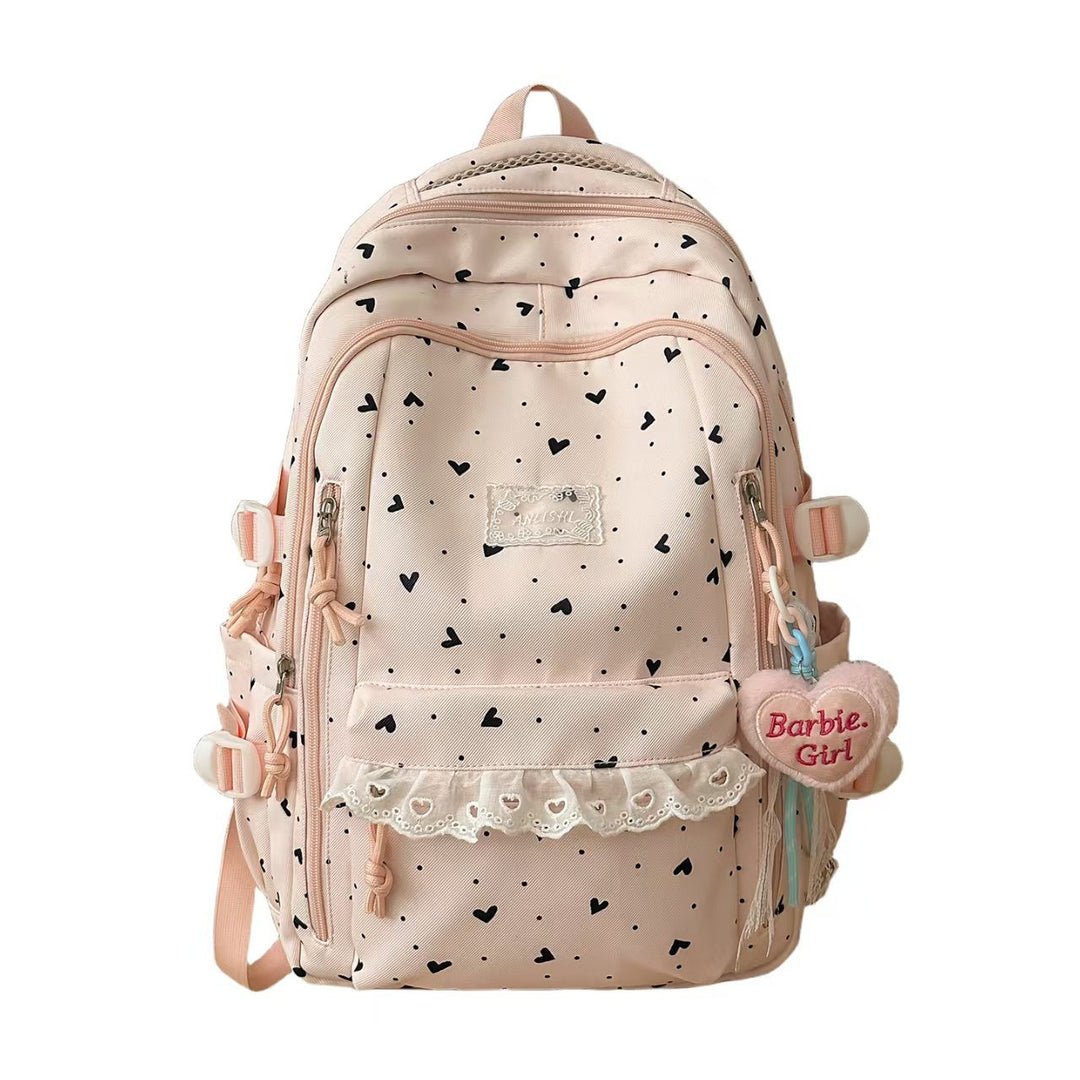 Heart-Patterned Multi-Compartt Backpack Stornfield