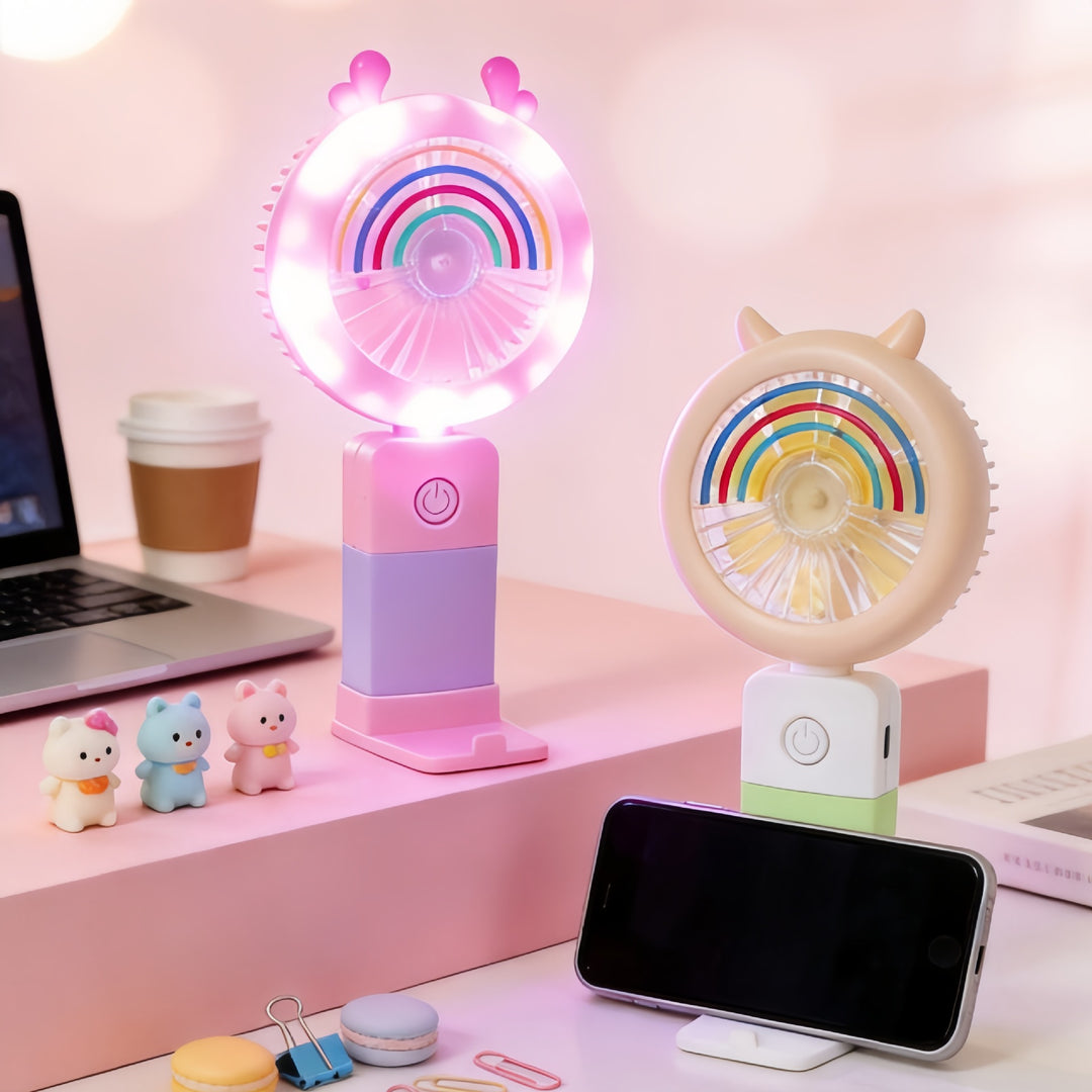 Women's Portable LED Hand Fan with Creative Light Effects Stornfield