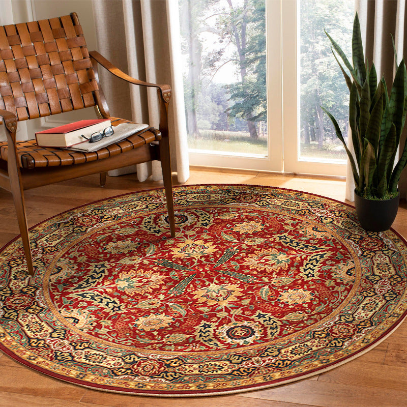 Round Floral Pattern Area Rug