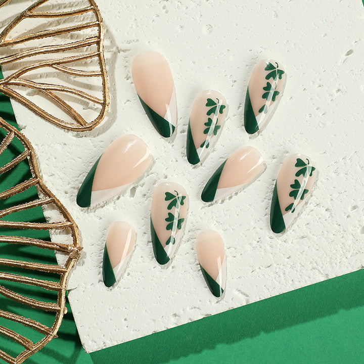 Artistic stiletto nails with cloverleaf design Stornfield