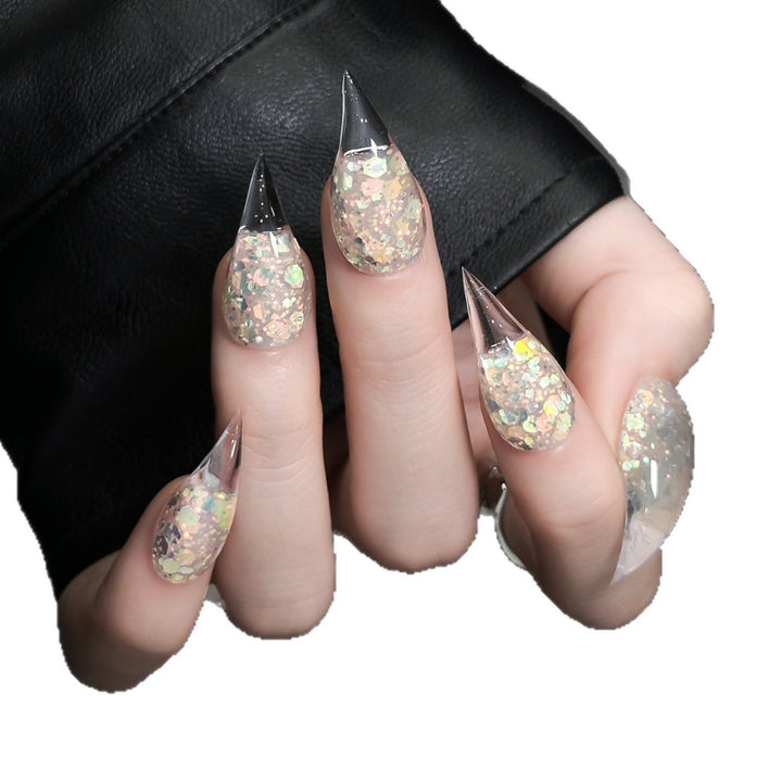 Stiletto Press-On Nail Kit with Glitter and Ombre Finish