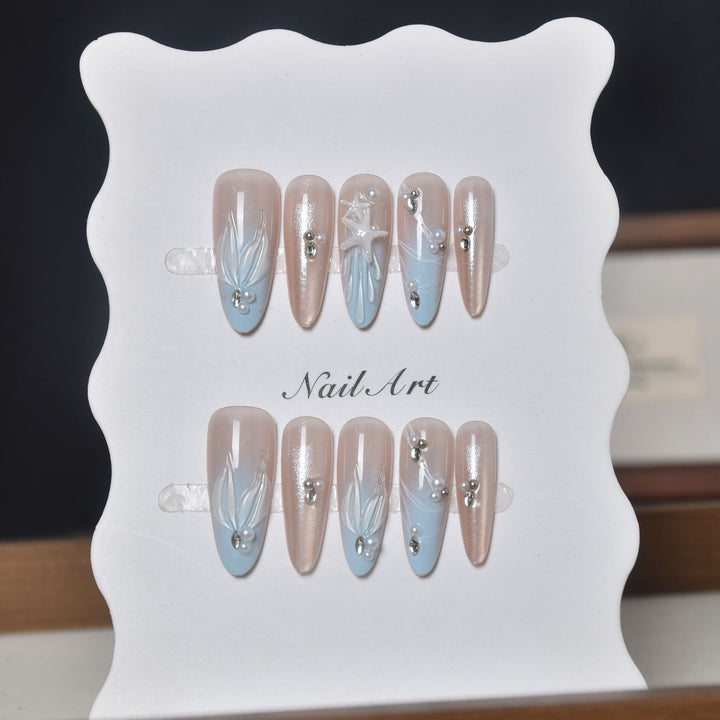 Decorative Long Stiletto Crystal-Embellished Press-On Nail Set Stornfield