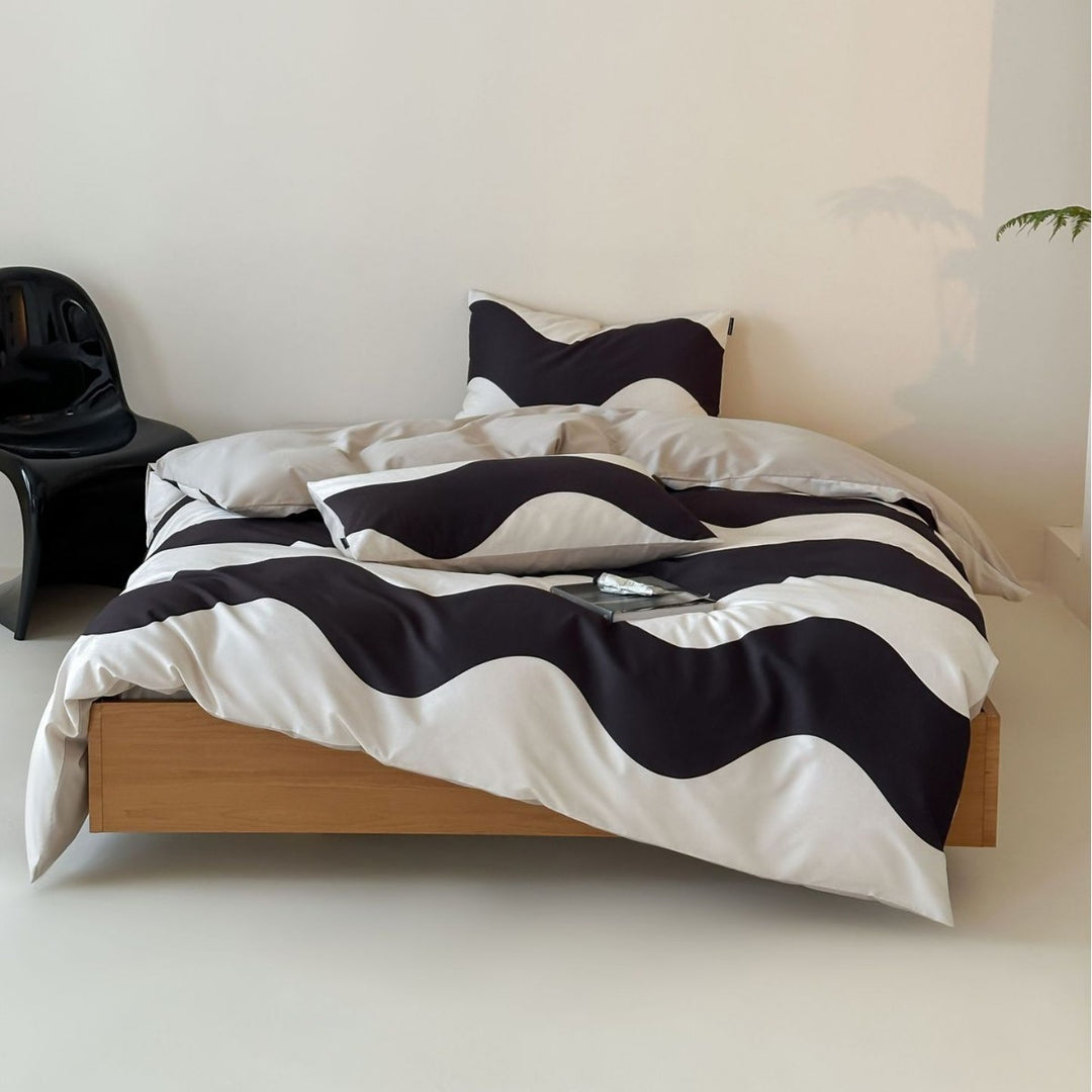 Duvet cover set made of cotton satin with Boho-Ethno pattern and reversible function