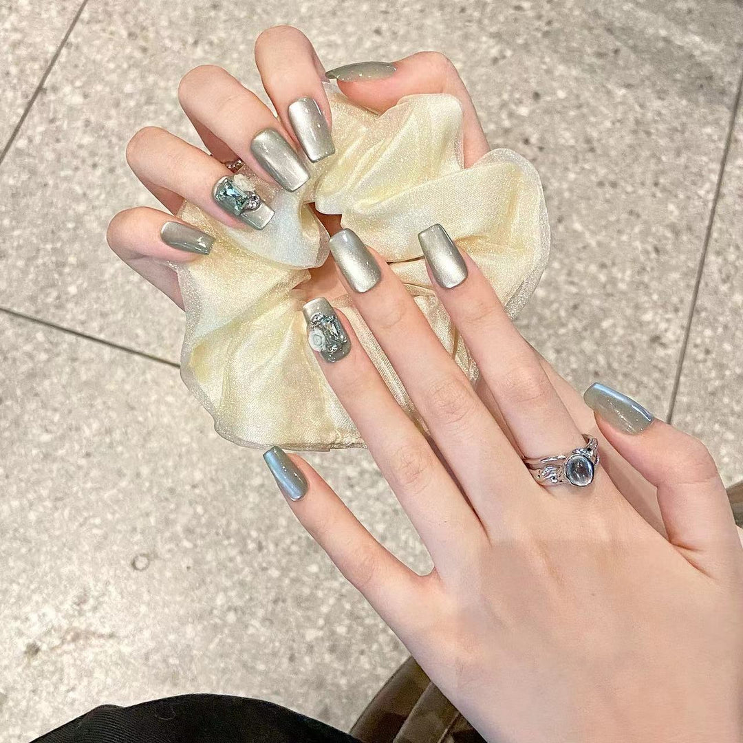 Metallic Glossy Press-On Nails