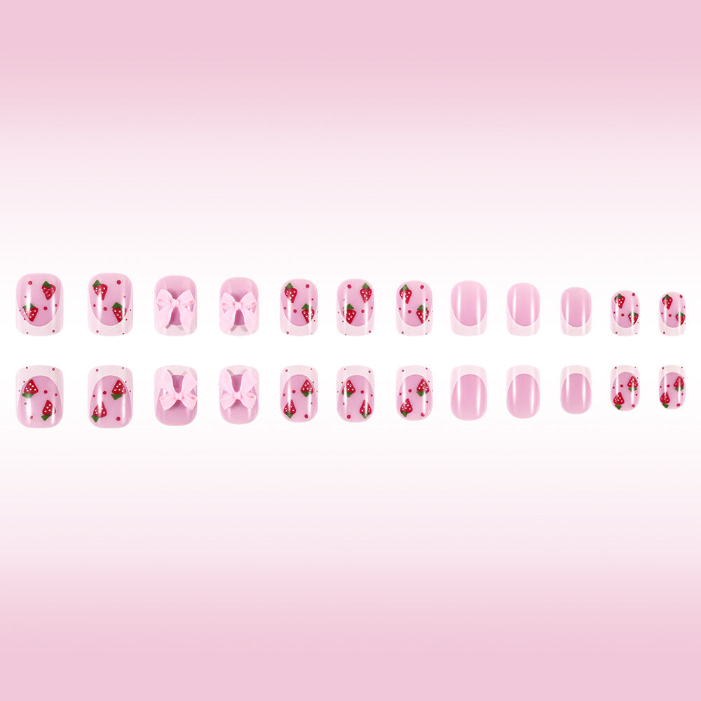 Decorative Strawberry-Themed Press-On Nail Art Stornfield