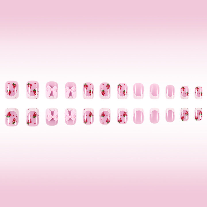 Decorative Strawberry-Themed Press-On Nail Art Stornfield