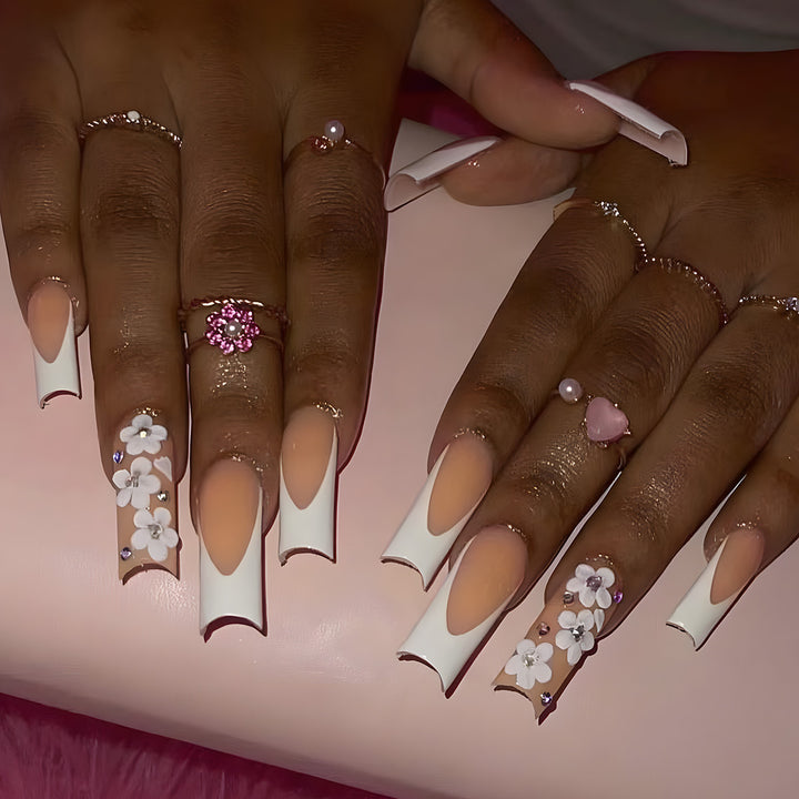 Floral Embellished Stiletto Press-On Nails Stornfield