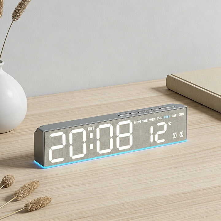 Digital alarm clock with wood look and temperature display Stornfield