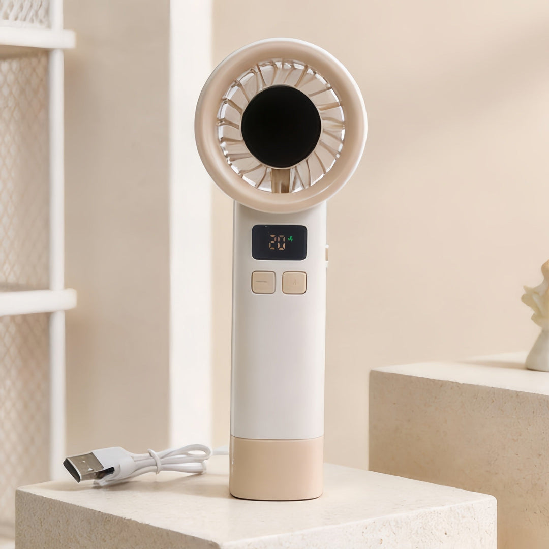 Women Portable Handheld Fan with Digital Temperature Display Stornfield