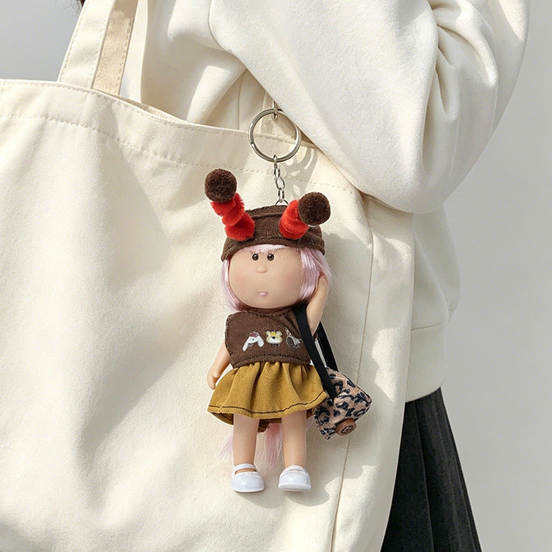 Hooded Doll Bag Charm Keychain with Denim Outfit & Loop Strap Stornfield