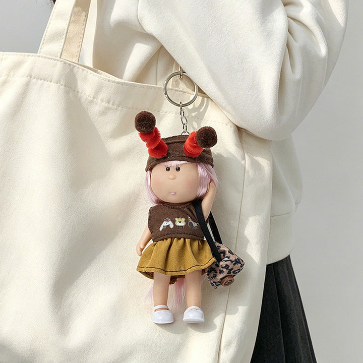 Hooded Doll Bag Charm Keychain with Denim Outfit & Loop Strap Stornfield