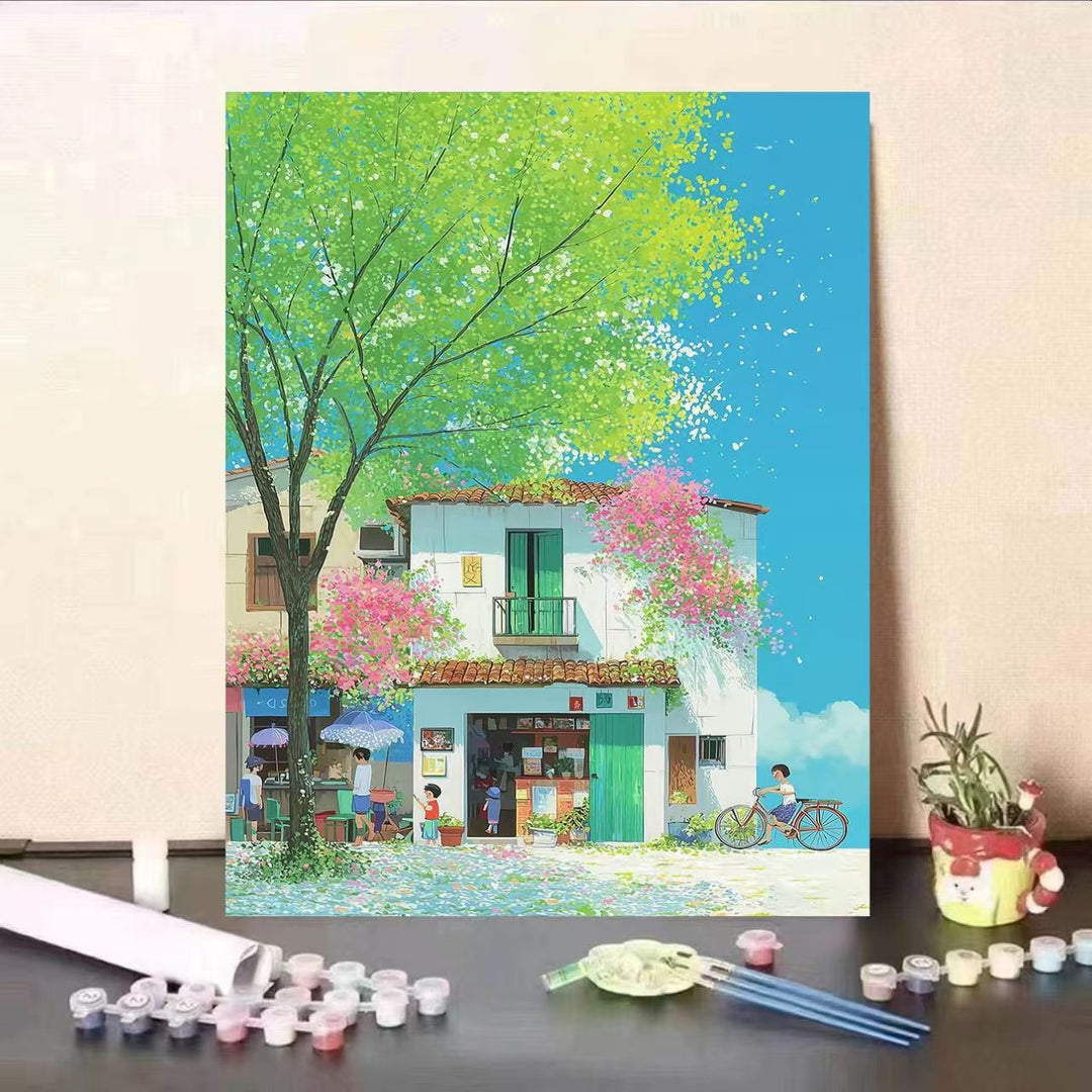 Scenic Coastal Village Canvas Art Stornfield