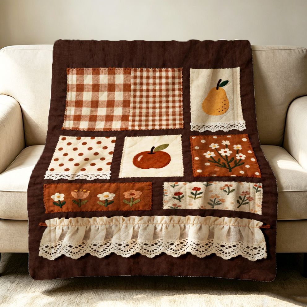 Cozy Patchwork Fleece Throw Blanket