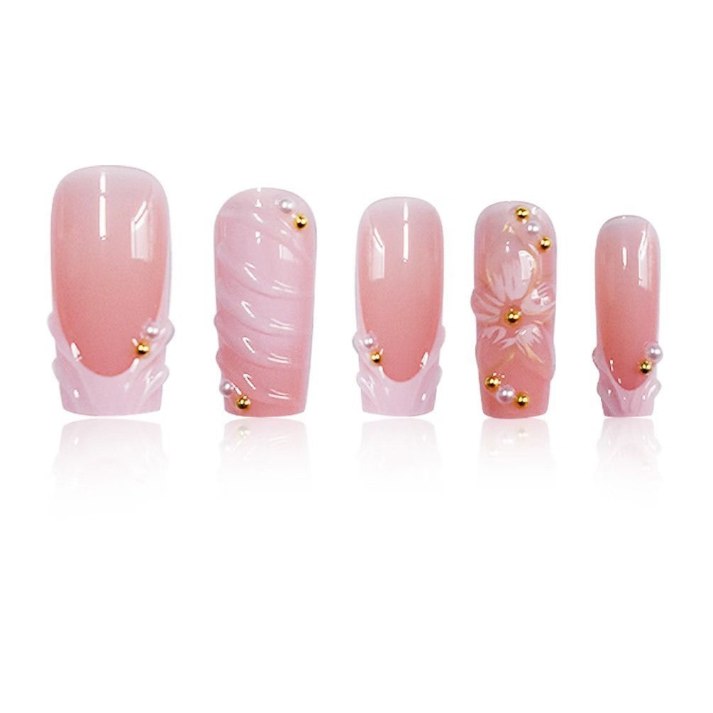 Elegant Floral Decorated Press-On Nails Stornfield