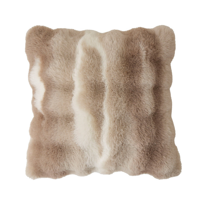 Rectangular faux fur decorative cushion with wavy plush surface
