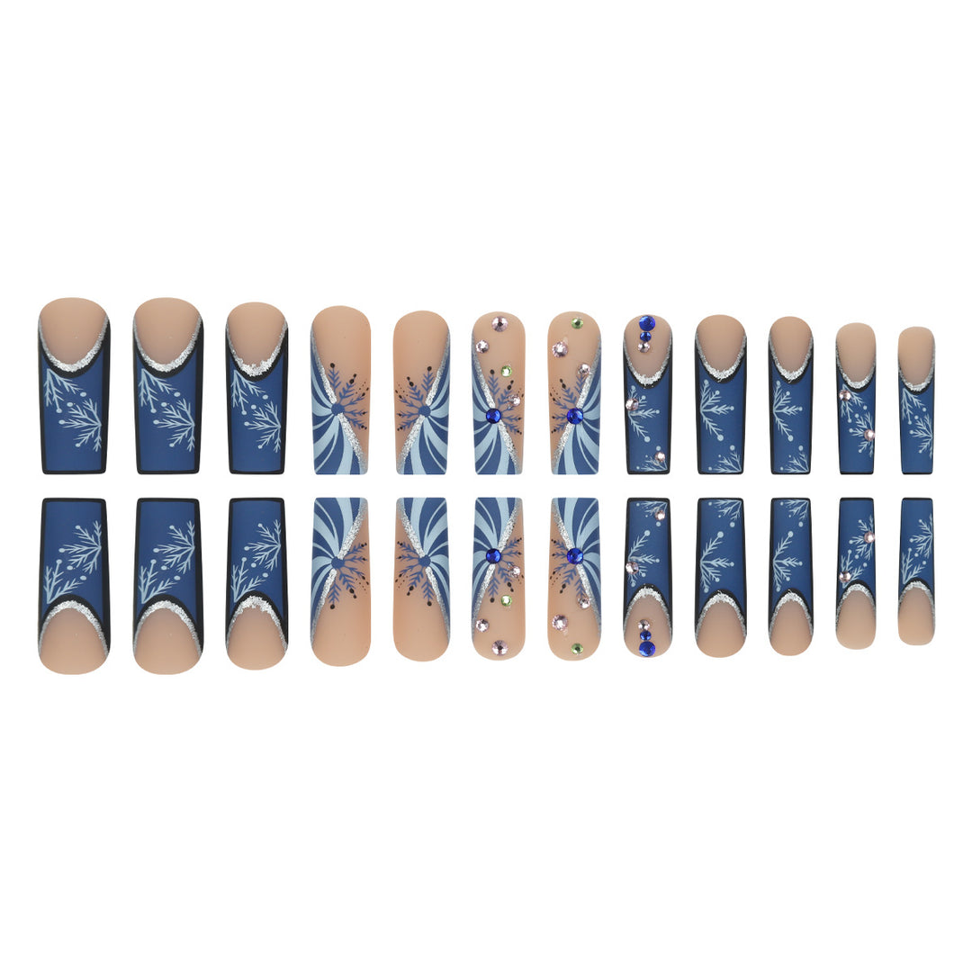 Elegant Stiletto Press-On Nails with Snowflake and Gem Accents Stornfield