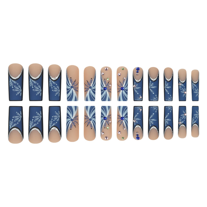 Elegant Stiletto Press-On Nails with Snowflake and Gem Accents Stornfield