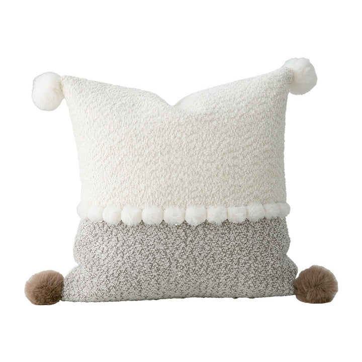 Decorative bouclé pillow with teddy fleece structure and decorative stitching Stornfield