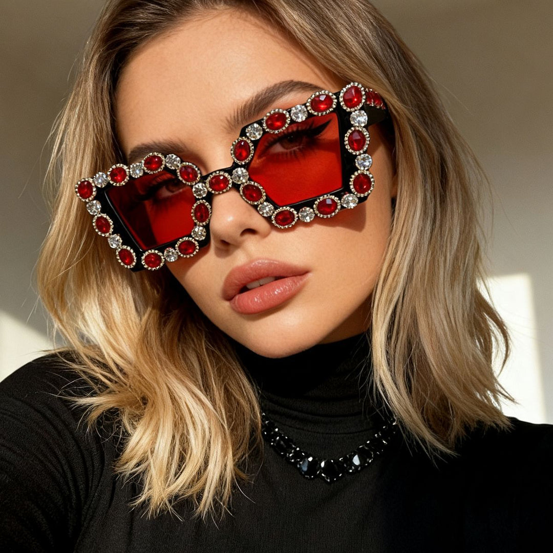 Ladies Glamorous Designer Sunglasses with Rhinestone-Embellished Frame Stornfield