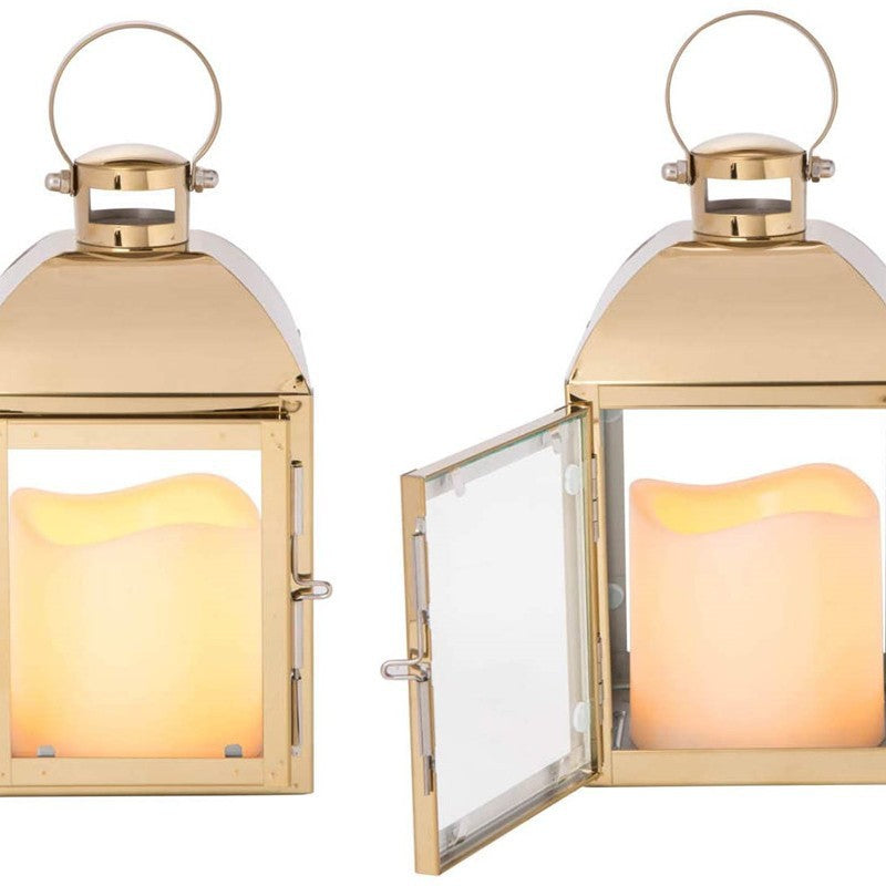 Glass-Paneled Metal Lantern Trio with Carry Rings Stornfield