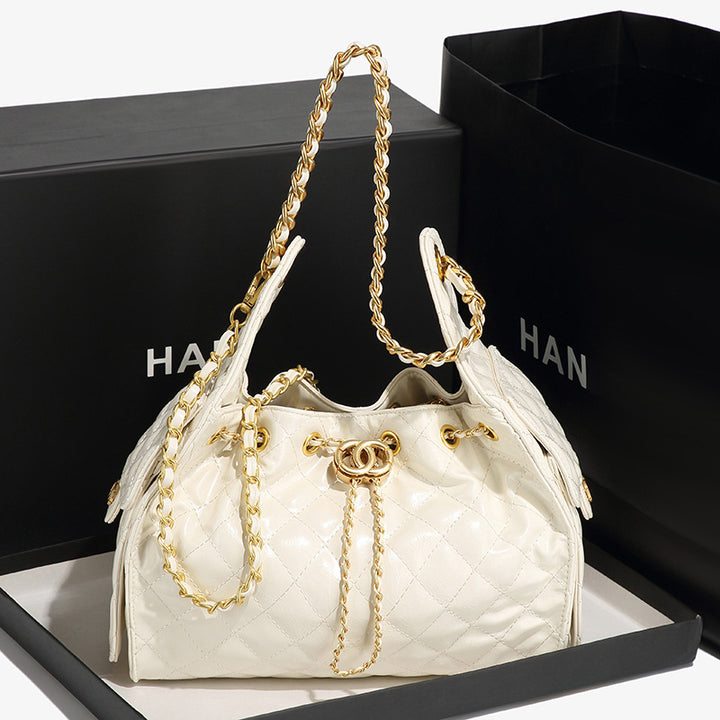 Quilted Drawstring Bucket Handbag