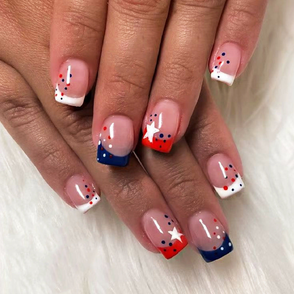 Decorative Press-On Nail Art Set with Star and Stripe Designs Stornfield