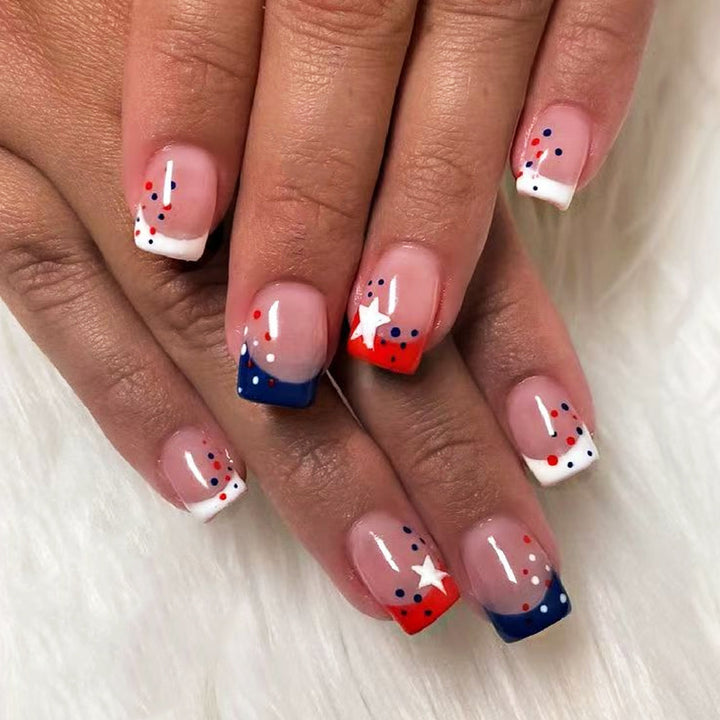 Decorative Press-On Nail Art Set with Star and Stripe Designs Stornfield
