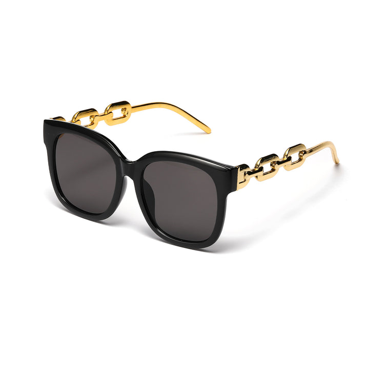 Ladies fashionable oversized sunglasses with luxurious chain frame Stornfield