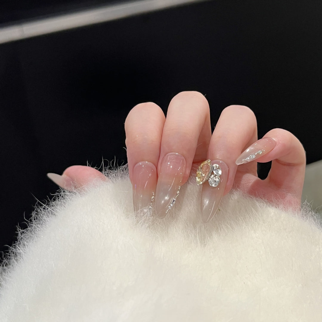 Elegant Stiletto Nail Art Set with Crystal Embellishments Stornfield
