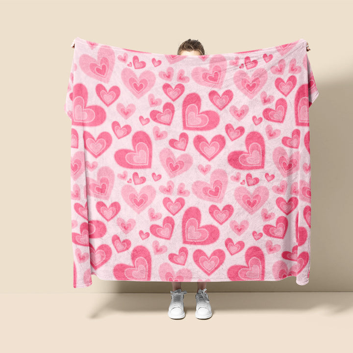 Heart Pattern Fleece Throw Blanket