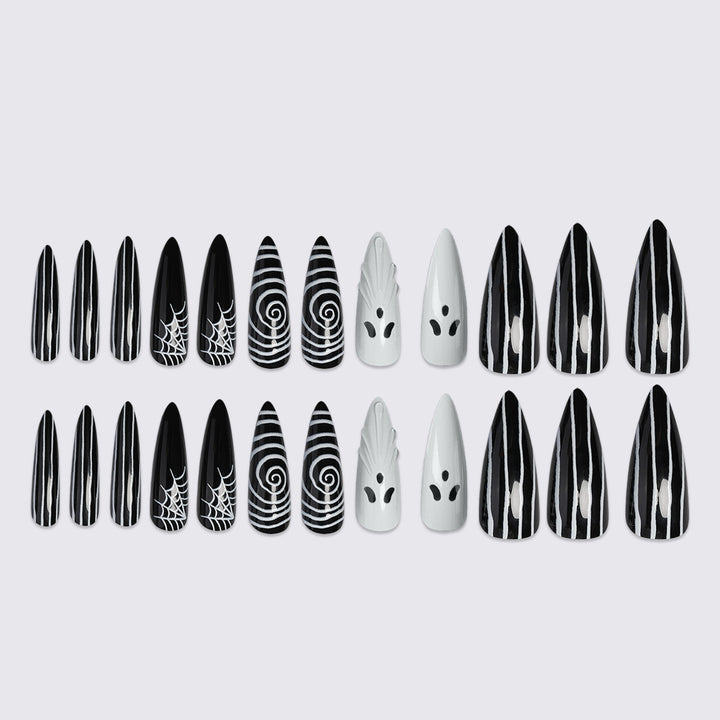 Creative nail art set with spooky designs Stornfield