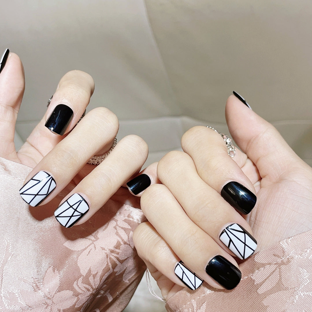 Artistic Geometric Design Press-On Nails