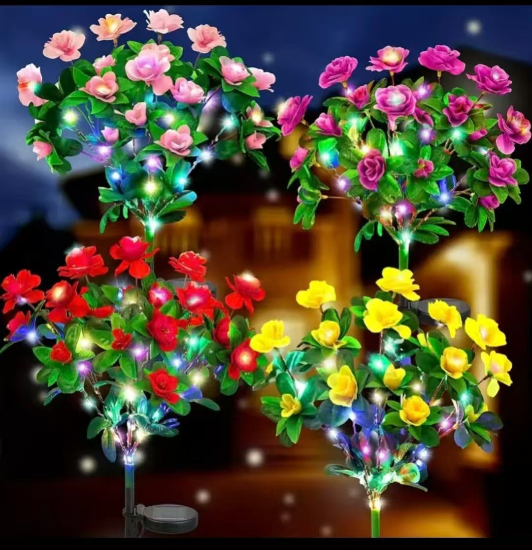 Solar-Powered Realistic Camellia Floral Garden Stake Lights With Adjustable LED Heads And Stainless Steel Spike Stornfield