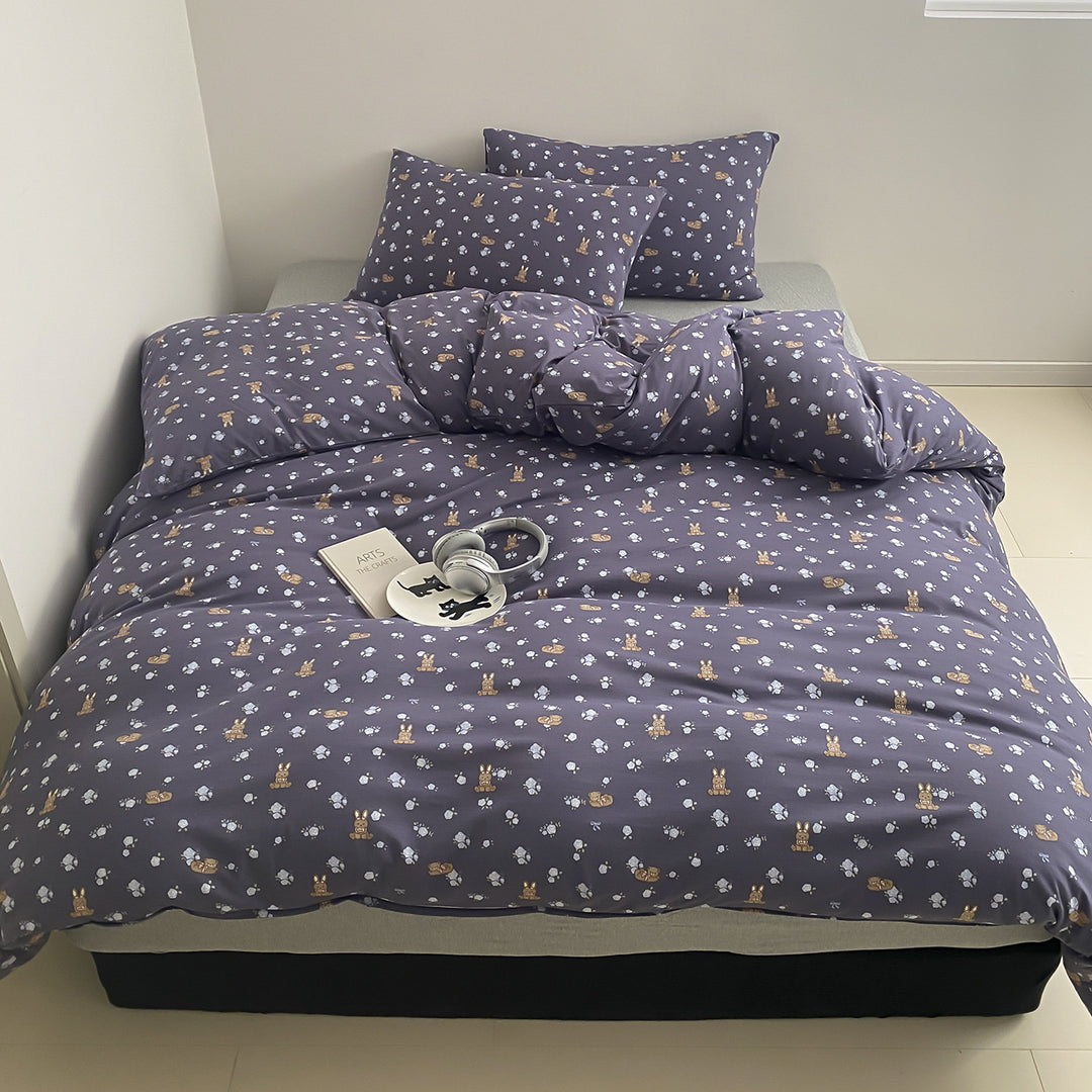Cartoon Bear Print Duvet Cover and Pillowcase Set