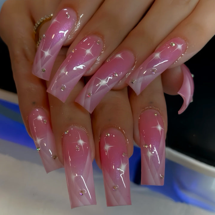 Decorative Stiletto Press-On Nails with Rhinestone Accents Stornfield